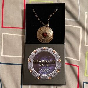 Bronze Pendant Necklace with Red Stone